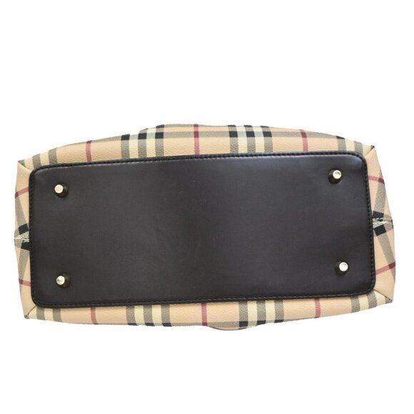 BURBERRY Logo Nova Hand Bag Check PVC Leather Brown GHW 87RF419 - Picture 6 of 16